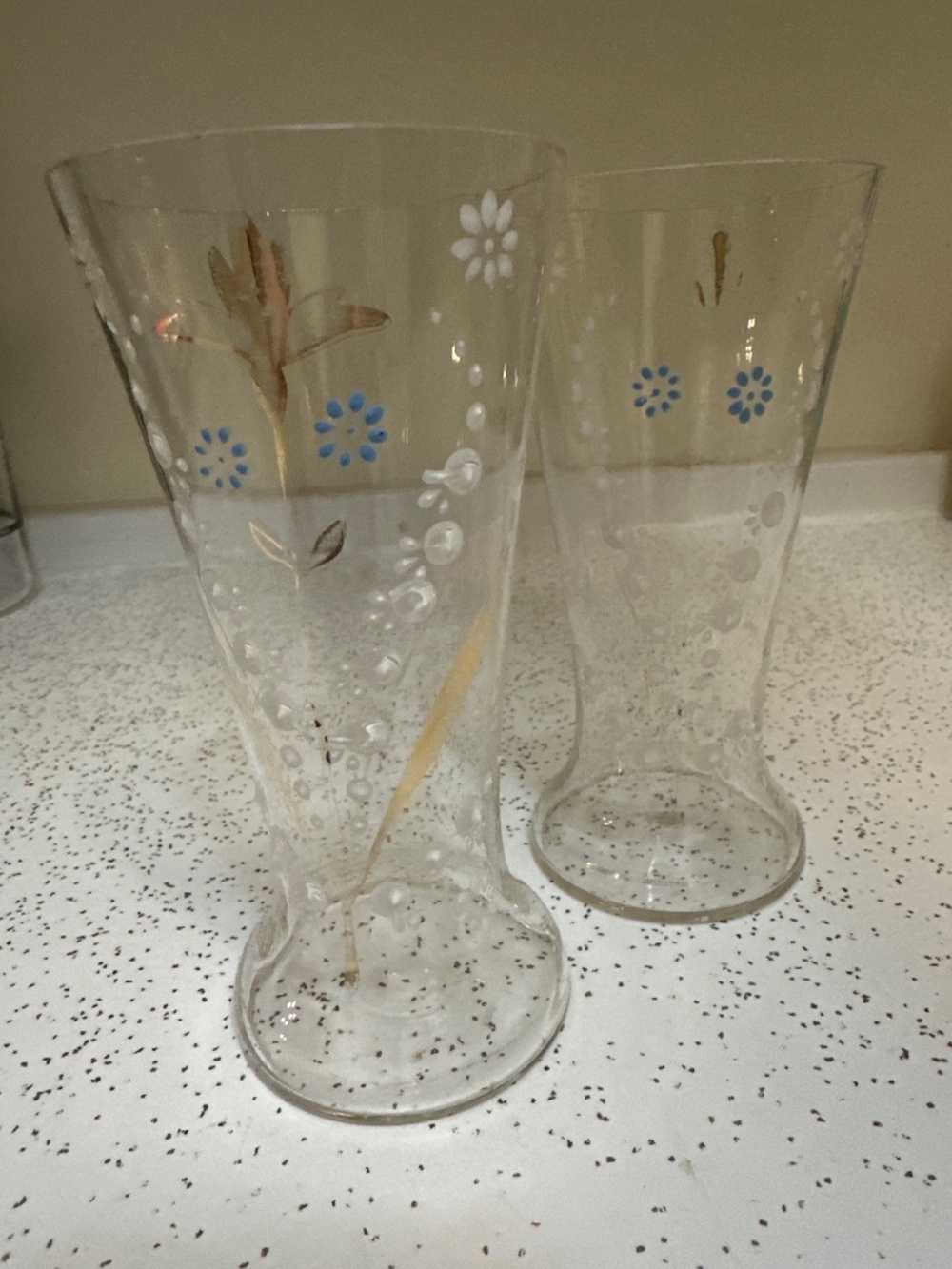 Vintage clear glass bud vases or trumpet-shaped glass